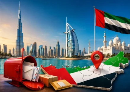 uae-postal-code example with UAE PO Box address and form entry